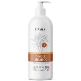 Edenika Botanicals Ginger Shampoo with Apricot, Pumpkin Seed & Grapeseed, 16 fl oz, Nourishing & Fortifying Formula, Vegan, Sulfate-Free, Paraben-Free, for All Hair Types