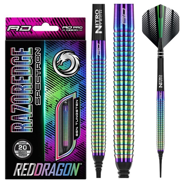 RED DRAGON Razor Edge Spectron Tungsten Softip Darts 18 Grams with Flights and Shafts