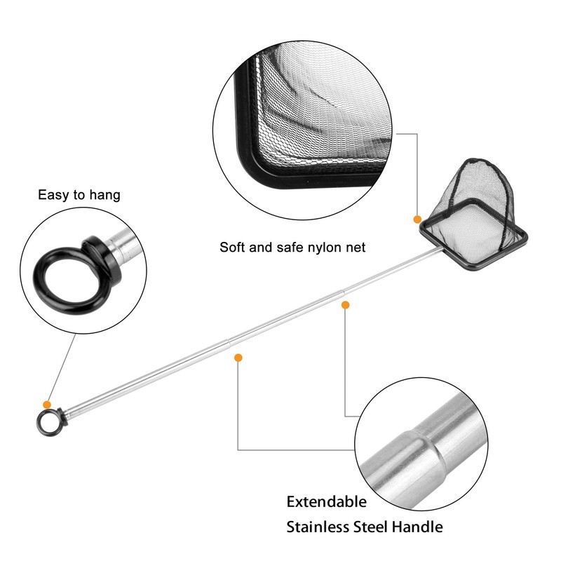Filhome 7cm Aquarium Fish Net with Extendable Stainless Steel Long