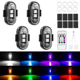 Strobe Drone Light, Pack of 4 Car Remote Control Flash Light, Aircraft Strobe Lights, Drone Anti-Collision Lights, Flash Light with Remote Control, for Car, Drone, Truck, Motorcycle, Bicycle