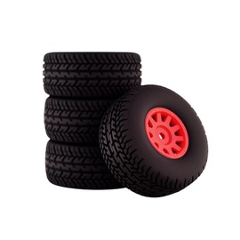 Mesimsple Pre Glued Plastic Wheel and Tire Rubber for Arrma Mojave Grom Mega 380 223S BLX Series Upgrade Parts Red