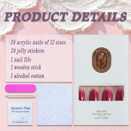 Press on Nails Short Almond Purple&White Gradient False Nails with Designs Full Cover Fake Nails Glossy Stick on Nails Acrylic Nails Handmade Manicure Artificial Nails for Women Girls 24Pcs