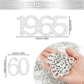 Confetti 60th Birthday Decoration, Pack of 100 Table Decoration Birthday Girl Boy 1965, Sweet 60th Birthday, Glitter Gold Confetti Birthday for Birthday Decoration Table (Large 3.4-5 cm)