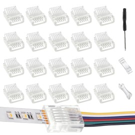 EPLZON 6 Pin 12 mm LED Strip Connector LED Solderless Strip Connector 6-Pin Connection Cable Connector for SMD 5050/3528 LED Strip with Screwdriver (Pack of 20)