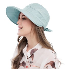 Women's Wide Large Brim Sun Hat Swimming UPF UV Protection Hat Cap Chic Beach Hat, Grey