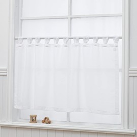 NSXIN Net Curtain, Voile Bistro Curtain with Loops, Transparent Curtain, Modern Window Curtain, Gauze Scarves, Window Scarf for Kitchen, Living Room, Country House (H x W 60 x 90 cm, Pure White)