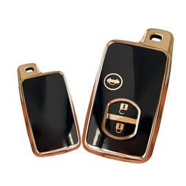 HIBEYO for Toyota 86 Crown Mark X Camry Prius Wish Ractis Avensis Aqua IQ Vitz Land Cruiser Prado Key Fob Cover Accessories Key Shell Cover Smart Key Holder Protector for Toyota Key Case-Black