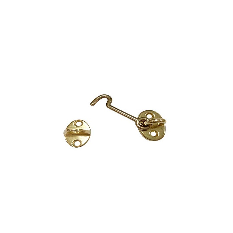 QCAA Forged Brass Cabin Hook Latch & Eye, 3", Vibrated