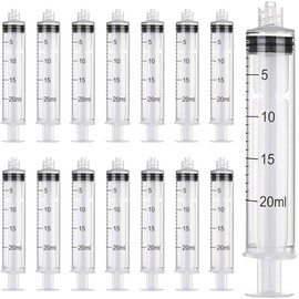 10 Pack 20ml Syringes Luer Lock with Measurement, Plastic Syringe for Scientific Labs, Liquid Dispensing and Refilling, Multiple Uses Measuring Syringe Tools
