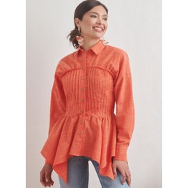 Simplicity Misses' Blouse with Collar, Sleeve and Hemline Variations Sewing Pattern Kit, Design Code S9821, Sizes 16-18-20-22-24, Multicolor