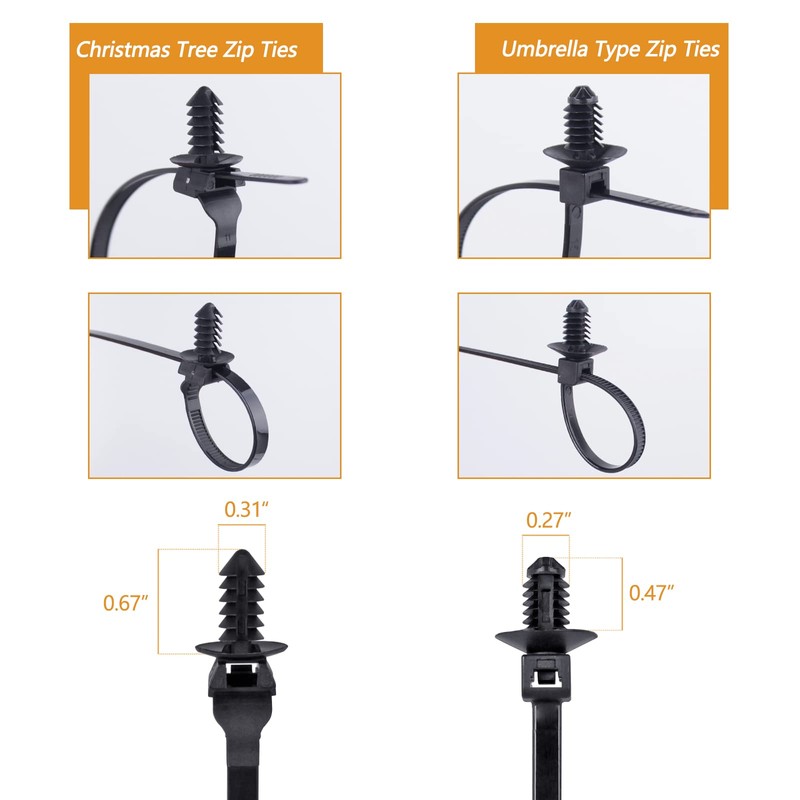 Xislet 160Pcs Nylon Universal Cable Tie Buckle Zip Tie Clips