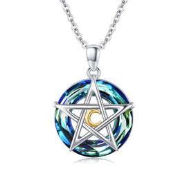 Cat/Otter/Pentagram/Moon Star/Cardinal/Rose Flower/Sisters Pendant Necklace S925 Sterling Silver Animal Flower Necklace Love Heart Crystal Necklace Animal Jewelrys for Women Sisters Gifts from Sisters, Sterling Silver, No Gemstone