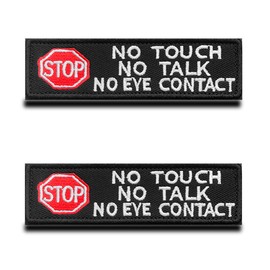 Stop Service Dog No Touch No Discussion No Touch No Talk Warning Vests/Harnesses Embroidered Patch for Service Dogs, Guide Dogs, Harness Vest Pack of 2