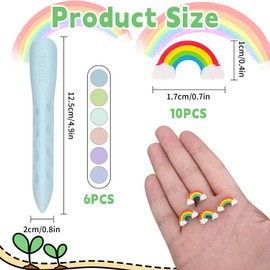 QMLING Pack of 16 Children's Erasers, Large Triangle Eraser Grip, Soft 2B Eraser and 10 Mini Rainbow Erasers, Triangle Erasers for Schools Office Painting Sketches