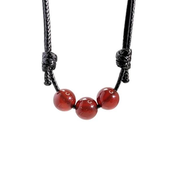 Luck Strings Carnelian Gemstone Beads Pendant Necklace with Adjustable Wax