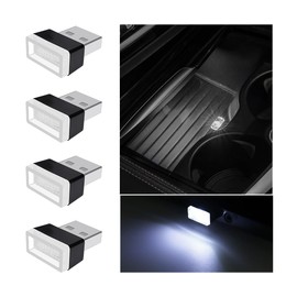 Mandark 4PCS USB LED Car Interior Atmosphere Lamp, Plug-in USB Interface Vehicle Decor Night Light, Portable Mini Automotive Ambient Lighting Kits, Universal for SUV, Sedan, Truck (White)