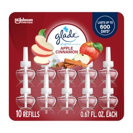 Glade PlugIns - Recambios de ambientador, aceites perfumados y esenciales para el hogar y el baño, canela de manzana, 6.7 onzas líquidas, 10 unidades