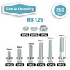 260Pcs Flange Hex Bolts and Nuts Kit,M8 x1.25 (M6 x1.0