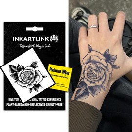 INKARTLINK Semi Permanent Tattoo, realistic flower tattoo, niche, lasts 7-15 days, suitable for boys and girls, waterproof and non-reflective, exquisite packaging, unique design (Flower 2)