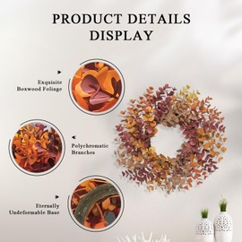 Small Wreath for Kitchen Cabinet, 8'' Candle Wreath Ring, Charming Autumn Themed Home Decor - Ideal for Tables, Doors, Weddings, Parties, and Thanksgiving Decorations.