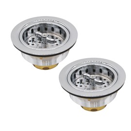 Westbrass Wing Nut Style Large Kitchen Sink Basket Strainer, 2 Pack, Polished Chrome, D2135-26