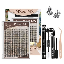 JMS&JMS Lash Clusters Kit Natural Cluster Lashes Invisible Band with Lash Bond and Seal Eyelash Applictor Lash Remover Eyelash Brush Lash Extension Kit for Beginner (Coco-8-18mix)