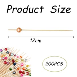 Vexquivera 200 PCS Cocktail Sticks Bamboo Cocktail Sticks Skewers for Drinks Desserts Wedding Party Fancy Toothpicks Use for Appetizers Skewers Sandwich Burgers Fruit Party Decoration