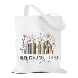 Book Tote Bag for Women, Book Lover Gifts Cute Cotton Book Bag Totes for Bookish Bookworm, Foldable Grocery Bag for School Work Shopping Reusable