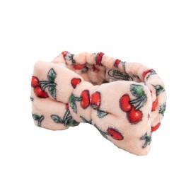The Vintage Cosmetic Company Cherry Make-up Headband Gently Elasticated Super Soft Plush Polyester Fabric No Snag or Tangle Cherry Design