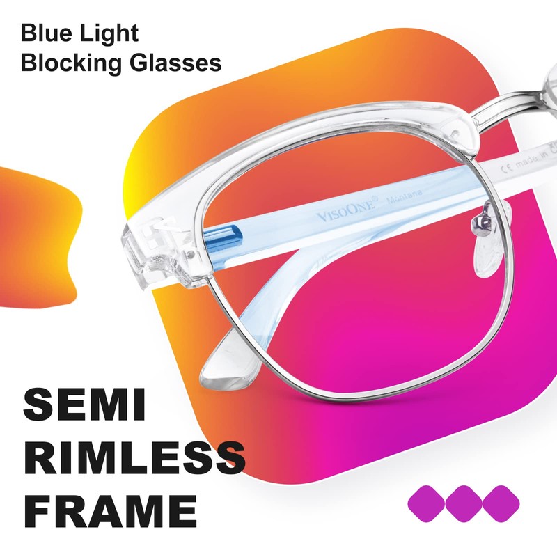 VISOONE Lightweight Blue Light Blocking Glasses Square with Anti Computer