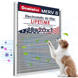 Demiwise 18x20x1 Electrostatic Air Filter, Washable & Reusable Aluminum AC/HVAC Furnace Filter, 8 Stage Permanent Air Filter, Lasts a Lifetime, Easy to Install, Healthier Home/Office Environment