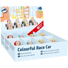 Small Foot 10704 Wooden Pull-Back Toy in A Racing Car-Style, 4 Different Designs, Pull-Back Mechanism