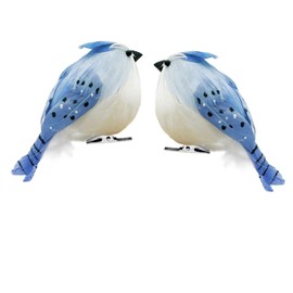 2pcs Realistic Blue Jay Artificial Feathered Birds Clip on Birds Bird Christmas Ornaments for Wreaths Decoration Craft Christmas Tree Decor