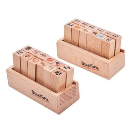 WANDIC Rubber Stamp, 24 Pcs 2 Styles Mini Wood Rubber Stamps Diary Wood Stamps with Wooden Box for DIY Crafting, Card Making and Scrapbooking (Week & Weather)