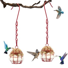Bird Nesting Material, 2 Pack Refill Hummingbird Nesting Material Cage Holder with Natural Cotton for Hummingbird Nest, Gift for Bird Lover, Nesting Balls Birds for Outdoor Hanging