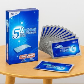 5D Advanced Teeth Whitening Strips Kit – 28 Pcs for 14 Treatments, Enamel-Safe, Non-Sensitive, Easy Home Use, Professional Tooth Whitener for a Brighter Smile