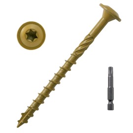 LIONMAX Lag Screws 3 Inch, Structural Wood Screw #14 x 3, 100-PCS Heavy Duty Construction Screw, Rust Resistant, Washer Head, Bronze Coated Exterior Wood/Lag/Timber Screws, Star Drive with Bit