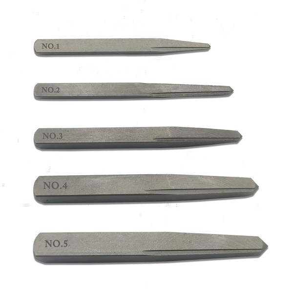 5 Pieces Bolt Extractor Set, Straight Slotted Screw Extractor Set,
