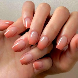 30PCS Press On Nails, Cute Pink French Short Long Coffin Fake Nails, Girlish Glue on Nails, Chic Stick on Nails False Nails for Women and Girls