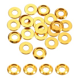 sourcing map M6 Cone Cup Countersunk Washers,Hole Dia 6mm/0.24" Aluminum Gaskets Cup Head Washer Gasket for Screw RC/FPV/PC/Drone/Mechanical Accessories Model Parts,Pack of 20 Pcs(Gold)
