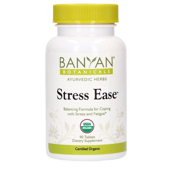 Banyan Botanicals Stress Ease – Organic Herbal Supplement with Ashwagandha – for Stress Relief, Rejuvenation & The Immune System* – 90 Tablets – Non-GMO Sustainably Sourced Vegan