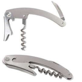 Heavy Duty Stainless Steel 3.5 x 5 inch Waiters Corkscrew Wine Bottle Opener with Foil Cutter Professional Double Hinged Design for Bartenders Restaurants Home Use (24)