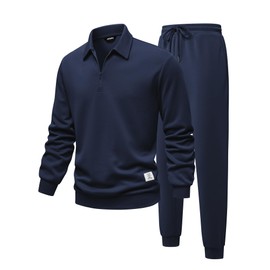 JMIERR Sweatsuits for Men 2025 Set 2 Piece Outfits Long Sleeve Sweatshirt & Joggers Sweatpants with Pocket Matching Lounge Sets, Blue, L