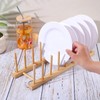 8-Slot Bamboo Wooden Plate Rack, Dish Drying Rack & Pot