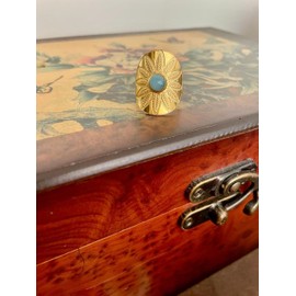 CrownOfRibbons Statement Turquoise Ring for Women, Vintage Style Stone Jewellery