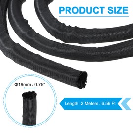 PATIKIL Cable Sleeve, 6.6 Ft x 0.75" Wire Manager Cord Protector Trolling Motor Cable Sleeve Dog Cat Cord Wrap Protector for Computer Wire Organizer Hose