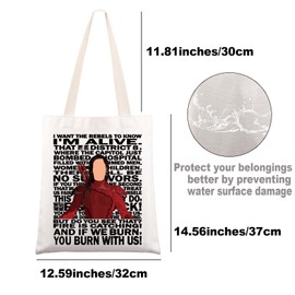 JNIAP Katniss Fans Tote Bag Hunger Movie Inspired Gifts District 12 Gifts Katniss Quote Shoulder Bag, I'm Alive, Large, Fit