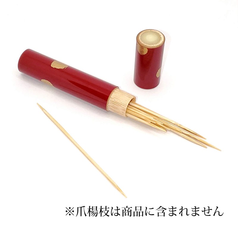 Japanese Bamboo Lacquered Toothpick Holder Case (Portable), Gold Foil (2.