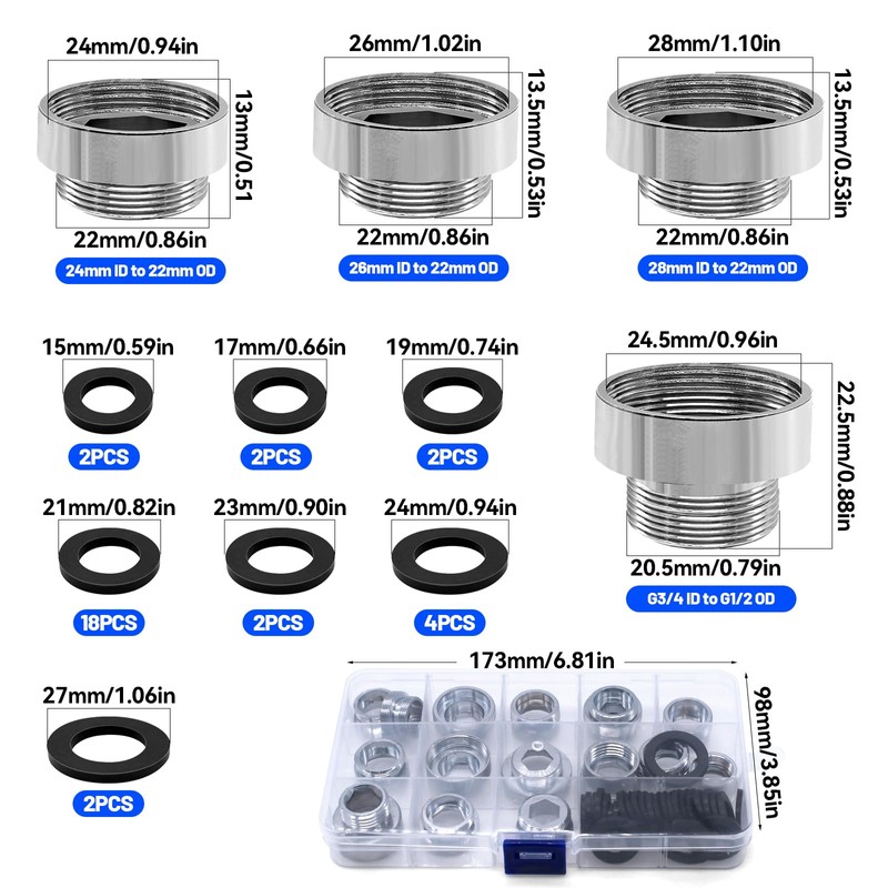 TETEWEVER Pack of 16 Tap Adapters Metal Tap Thread Adapter