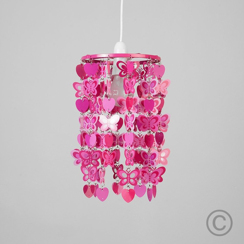 MiniSun | Pink Hearts and Butterflies Ceiling Light Shade |